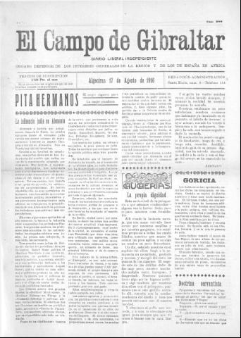 'El Campo de Gibraltar  : Diario liberal independiente' - Año II Número 244 - 1916 agosto 17