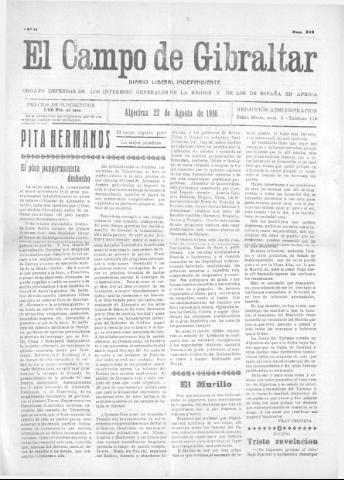 'El Campo de Gibraltar  : Diario liberal independiente' - Año II Número 248 - 1916 agosto 22