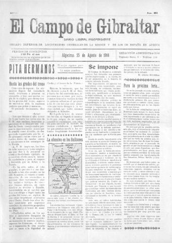 'El Campo de Gibraltar  : Diario liberal independiente' - Año II Número 251 - 1916 agosto 25