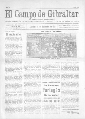 'El Campo de Gibraltar  : Diario liberal independiente' - Año II Número 270 - 1916 septiembre 16