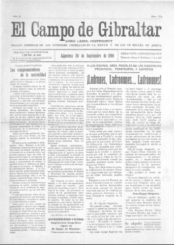 'El Campo de Gibraltar  : Diario liberal independiente' - Año II Número 273 - 1916 septiembre 20