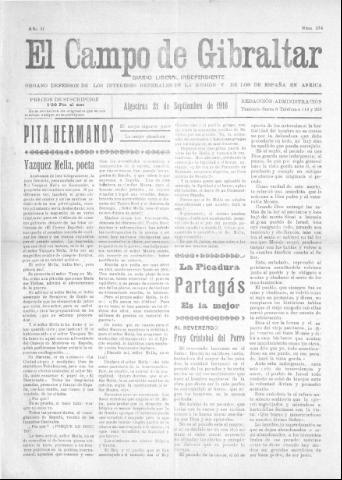 'El Campo de Gibraltar  : Diario liberal independiente' - Año II Número 274 - 1916 septiembre 21