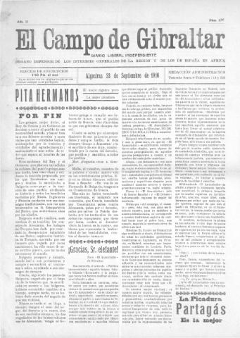'El Campo de Gibraltar  : Diario liberal independiente' - Año II Número 276 - 1916 septiembre 23