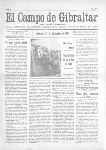 'El Campo de Gibraltar  : Diario liberal independiente' - Año II Número 279 - 1916 septiembre 27