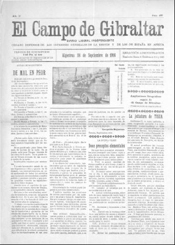 'El Campo de Gibraltar  : Diario liberal independiente' - Año II Número 280 - 1916 septiembre 28