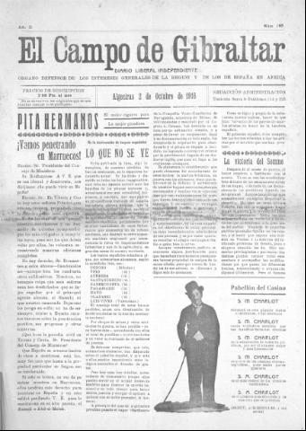 'El Campo de Gibraltar  : Diario liberal independiente' - Año II Número 283 - 1916 octubre 2