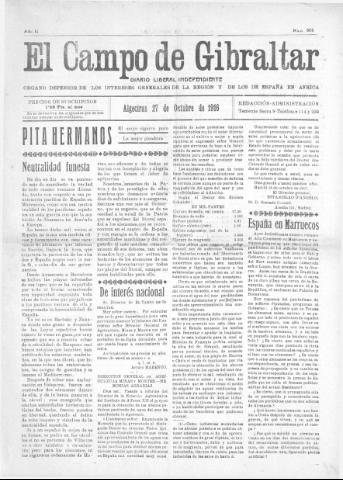 'El Campo de Gibraltar  : Diario liberal independiente' - Año II Número 305 - 1916 octubre 27
