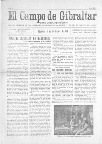'El Campo de Gibraltar  : Diario liberal independiente' - Año II Número 312 - 1916 noviembre 4