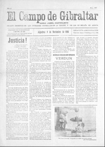 'El Campo de Gibraltar  : Diario liberal independiente' - Año II Número 316 - 1916 noviembre 9