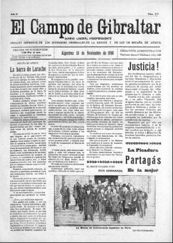 'El Campo de Gibraltar  : Diario liberal independiente' - Año II Número 319 - 1916 noviembre 13