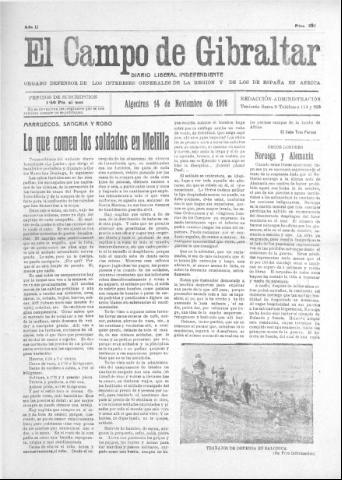 'El Campo de Gibraltar  : Diario liberal independiente' - Año II Número 320 - 1916 noviembre 14