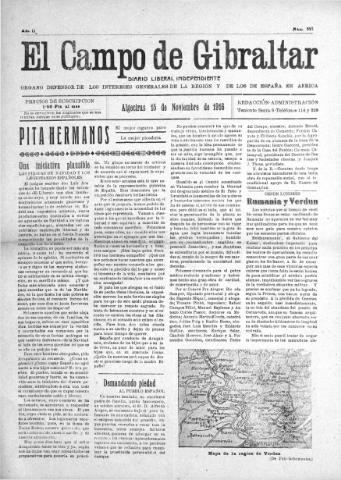 'El Campo de Gibraltar  : Diario liberal independiente' - Año II Número 321 - 1916 noviembre 15