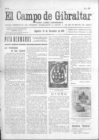 'El Campo de Gibraltar  : Diario liberal independiente' - Año II Número 322 - 1916 noviembre 16