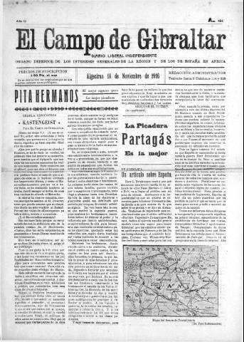 'El Campo de Gibraltar  : Diario liberal independiente' - Año II Número 324 - 1916 noviembre 18