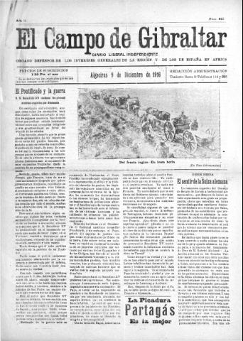 'El Campo de Gibraltar  : Diario liberal independiente' - Año II Número 342 - 1916 diciembre 9
