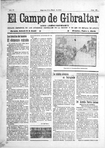 'El Campo de Gibraltar  : Diario liberal independiente' - Año IV Número 689 - 1918 enero 18