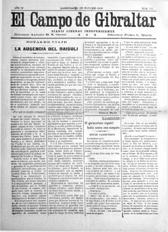 'El Campo de Gibraltar  : Diario liberal independiente' - Año IV Número 793 - 1918 mayo 21