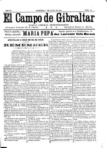 'El Campo de Gibraltar  : Diario liberal independiente' - Año IV Número 810 - 1918 junio 7