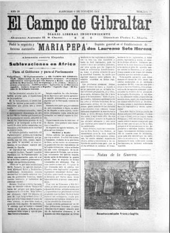 'El Campo de Gibraltar  : Diario liberal independiente' - Año IV Número 811 - 1918 junio 8