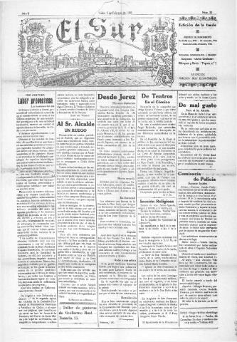 'El Sur  edición de la noche' - Año II Número 22 - 1921 febrero 5