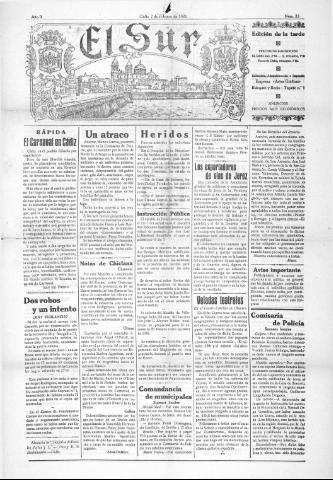 'El Sur  edición de la noche' - Año II Número 23 - 1921 febrero 7