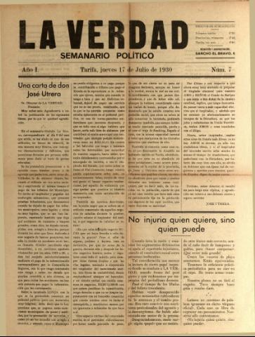 'La Verdad : semanario político' - Año I Número 7 - 1930 julio 17