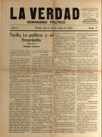 'La Verdad : semanario político' - Año I Número 9 - 1930 julio 31