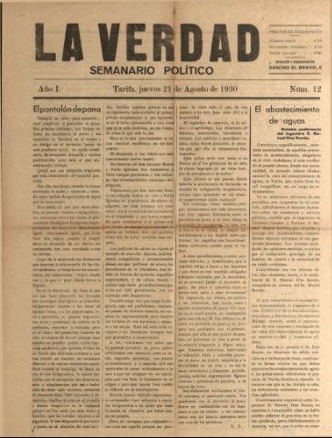 'La Verdad : semanario político' - Año I Número 12 - 1930 agosto 21