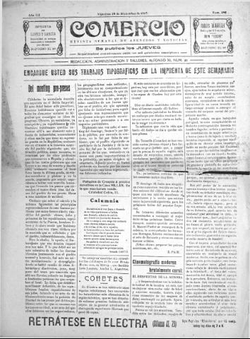 'Comercio : Revista semanal de anuncios y noticias' - Año III Número 102 - 1917 diciembre 20