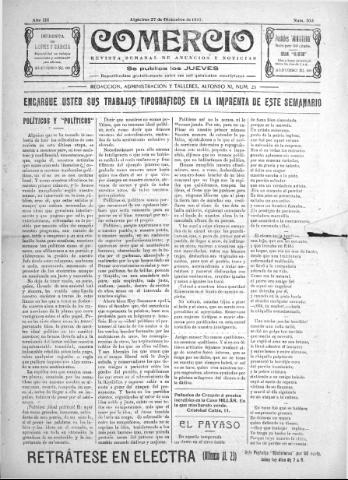'Comercio : Revista semanal de anuncios y noticias' - Año III Número 103 - 1917 diciembre 27