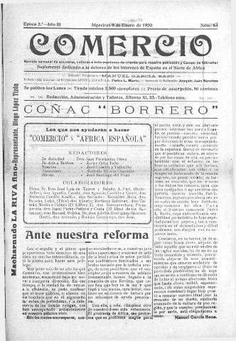 'Comercio : Revista semanal de anuncios y noticias' - Epoca 2 Año III Número 64 - 1920 enero 9