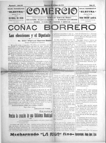 'Comercio : Revista semanal de anuncios y noticias' - Epoca 2 Año III Número 63 - 1920 enero 24