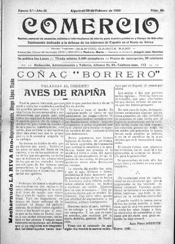 'Comercio : Revista semanal de anuncios y noticias' - Epoca 2 Año III Número 66 - 1920 febrero 23