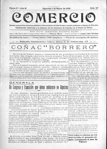 'Comercio : Revista semanal de anuncios y noticias' - Epoca 2 Año III Número 67 - 1920 marzo 1