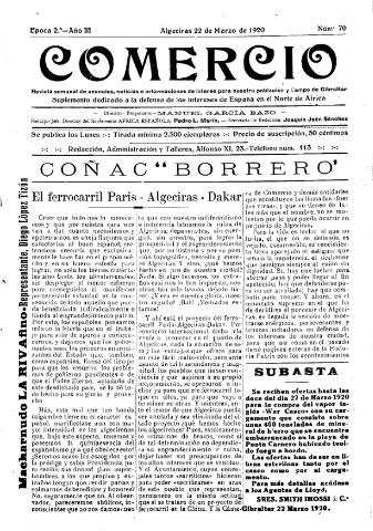 'Comercio : Revista semanal de anuncios y noticias' - Epoca 2 Año III Número 70 - 1920 marzo 22