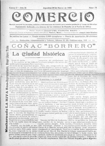 'Comercio : Revista semanal de anuncios y noticias' - Epoca 2 Año III Número 71 - 1920 marzo 29
