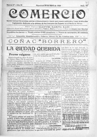 'Comercio : Revista semanal de anuncios y noticias' - Epoca 2 Año III Número 75 - 1920 abril 29