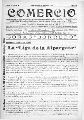 'Comercio : Revista semanal de anuncios y noticias' - Epoca 2 Año III Número 80 - 1920 mayo 15