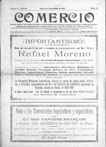 'Comercio : Revista semanal de anuncios y noticias' - Epoca 2 Año III Número 85 - 1920 julio 3