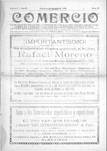 'Comercio : Revista semanal de anuncios y noticias' - Epoca 2 Año III Número 89 - 1920 julio 31