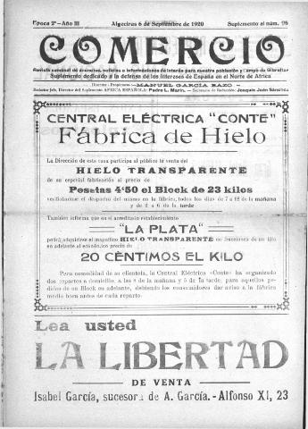 'Comercio : Revista semanal de anuncios y noticias' - Epoca 2 Año III Número 95 - 1920 septiembre 6