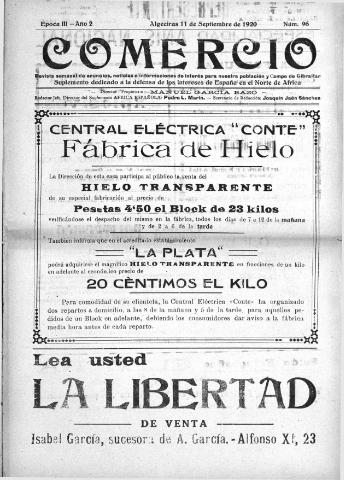 'Comercio : Revista semanal de anuncios y noticias' - Epoca 2 Año III Número 96 - 1920 septiembre 11
