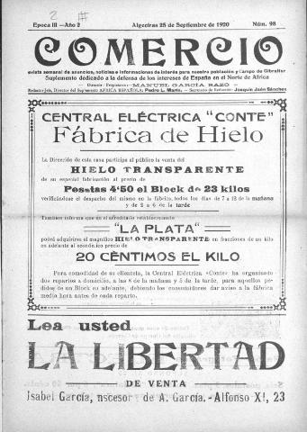 'Comercio : Revista semanal de anuncios y noticias' - Epoca 2 Año III Número 98 - 1920 septiembre 25