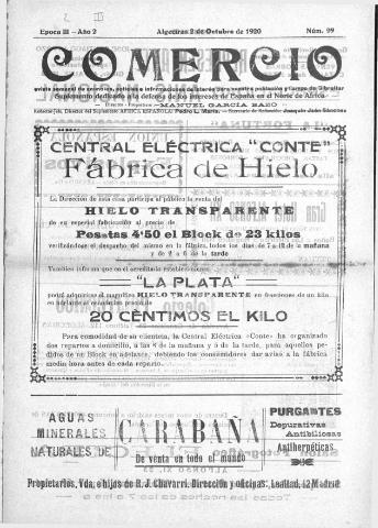 'Comercio : Revista semanal de anuncios y noticias' - Epoca 2 Año III Número 99 - 1920 octubre 2