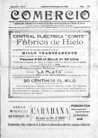 'Comercio : Revista semanal de anuncios y noticias' - Epoca 2 Año III Número 100 - 1920 octubre 9