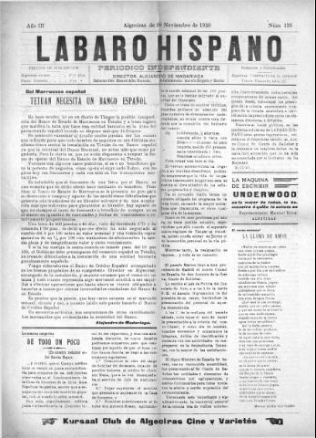 'Lábaro hispano : periódico semanal' - Año III Número 155 - 1920 noviembre 28