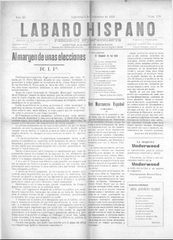 'Lábaro hispano : periódico semanal' - Año III Número 156 - 1920 diciembre 5