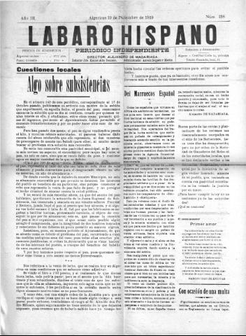 'Lábaro hispano : periódico semanal' - Año III Número 158 - 1920 diciembre 19