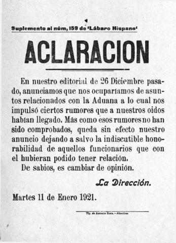 'Lábaro hispano : periódico semanal' - Año III Número 159 - 1920 diciembre 26