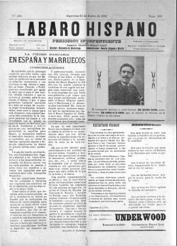 'Lábaro hispano : periódico semanal' - Año IV Número 163 - 1921 enero 23